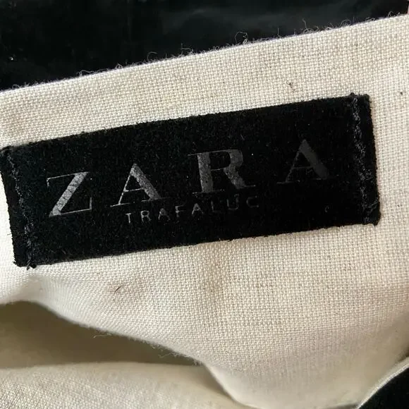 Zara Black Suede Leather Bucket Bag With Chain - Picture 5 of 6